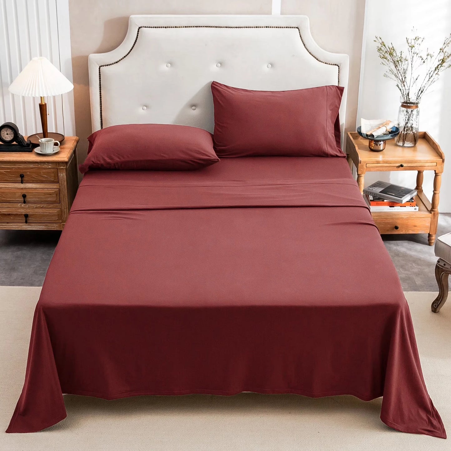Cotton Jersey Knit Sheet Set 4 Piece Ultra Soft Breathable