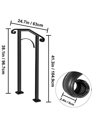 Arch Iron Handrail For Outdoor Stairs With Installation Kit