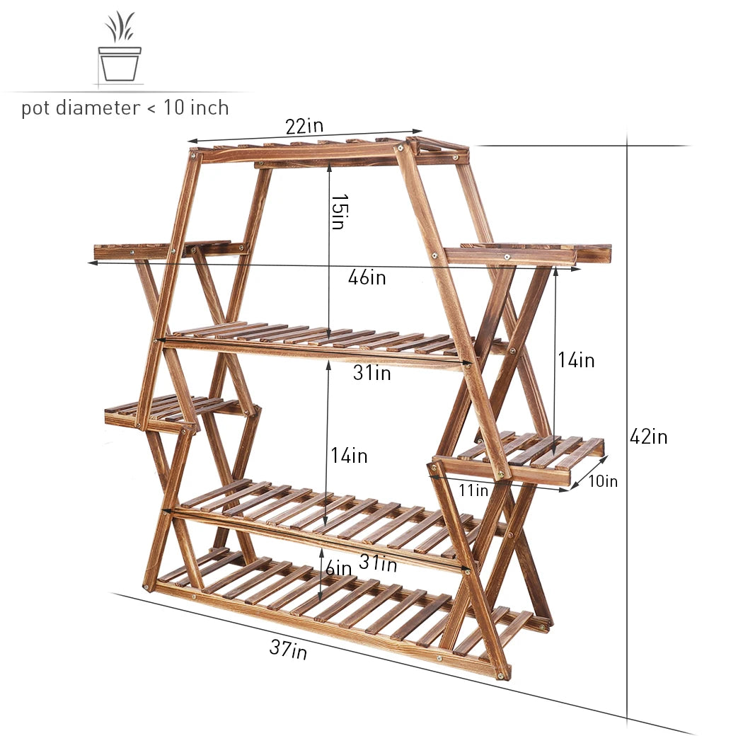 BINGOPAW Triangular Wood Plant Stand 8-Tier Corner Display
