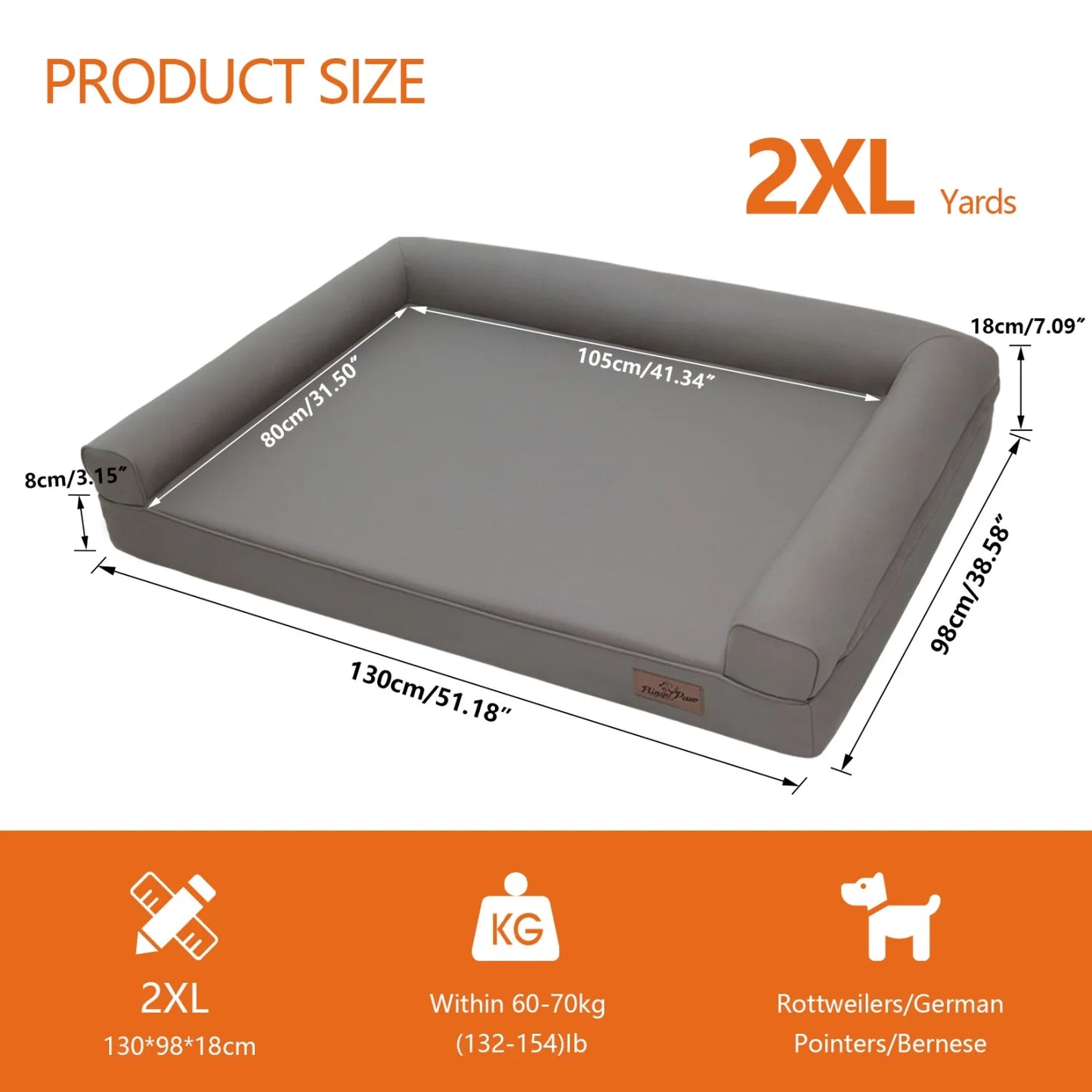 BINGOPAW Indoor Orthopedic Dog Bed With Supportive Base Bolster