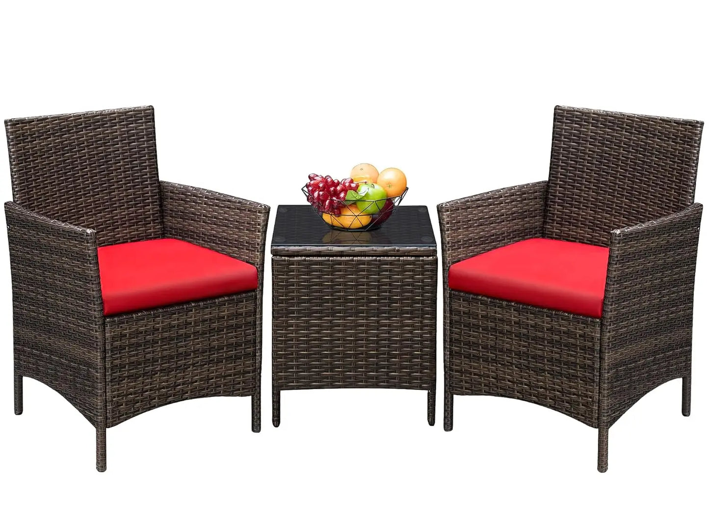 XIAOLANG 3 Piece Outdoor Patio Rattan Wicker Furniture Set