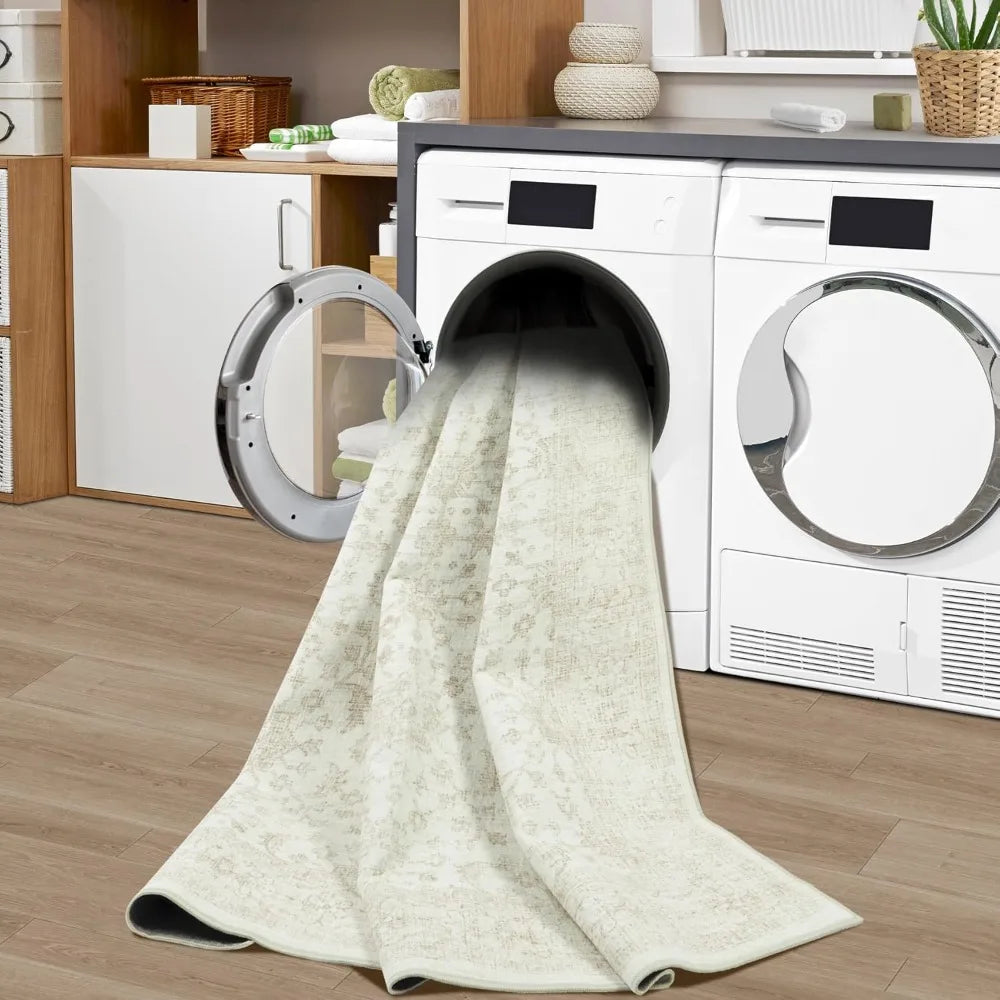 Vintage Style Soft Washable Living Room Rug With Anti Skid And Stain Resistant