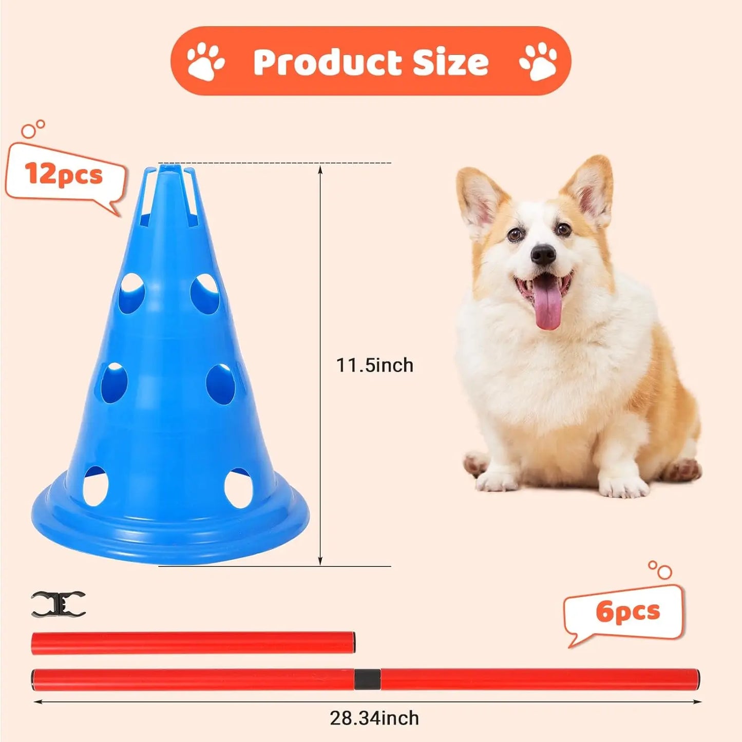 HiMISS Dog Agility Hurdle Cone Set With Cones And Rods