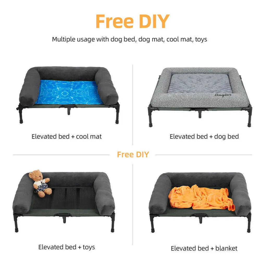 BINGOPAW Elevated Dog Bed Indoor Outdoor With Detachable Bolster
