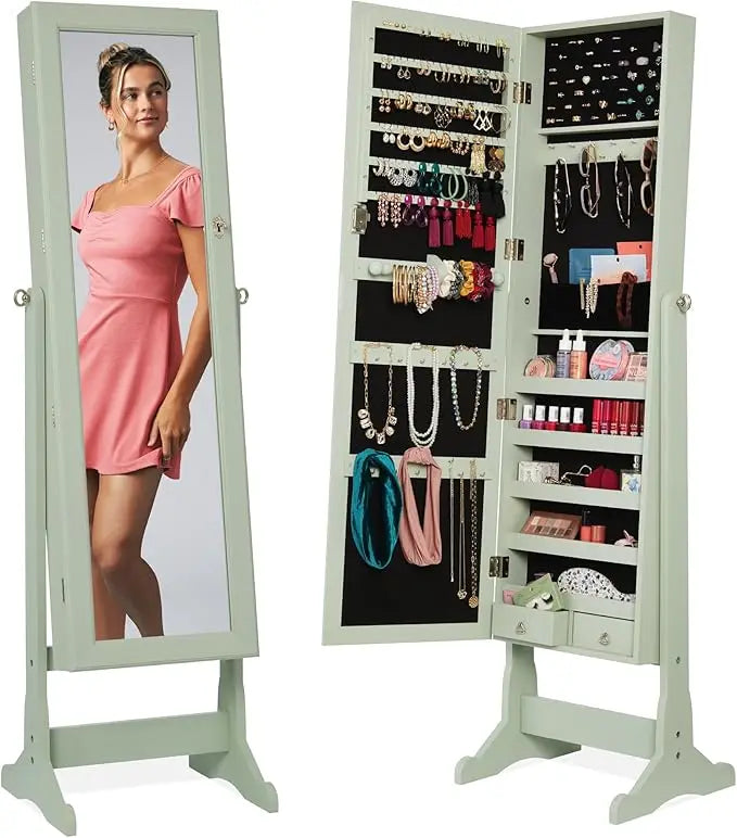 Best Choice Products Freestanding Jewelry Armoire Cabinet With Mirror