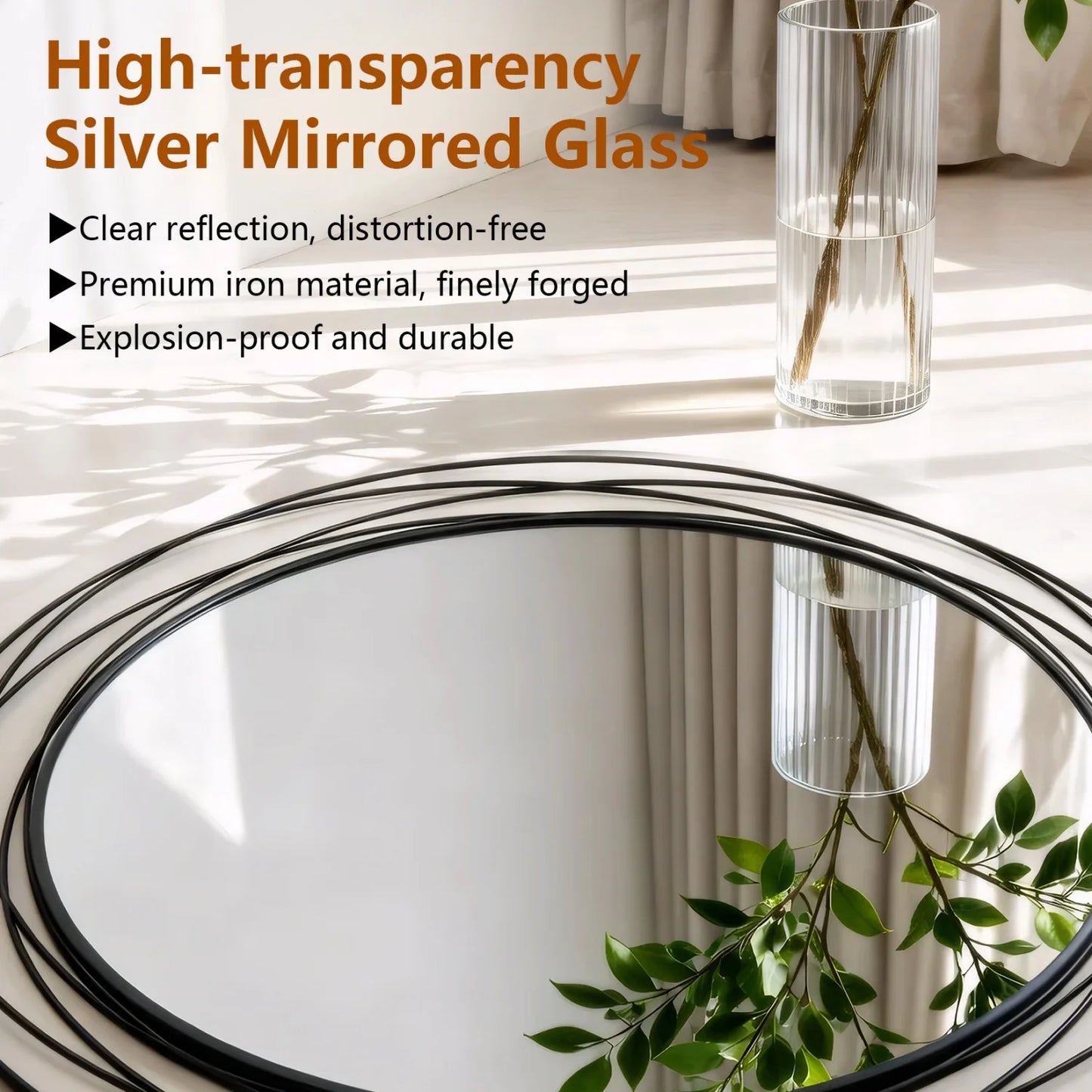 Round Iron Wire Frame Decorative Mirror For Wall Decor