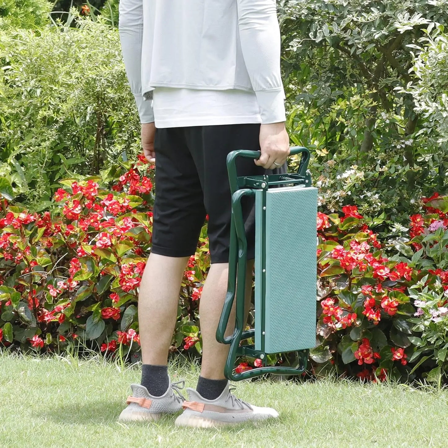 Folding Garden Kneeler Seat Bench With Handles And Pouch