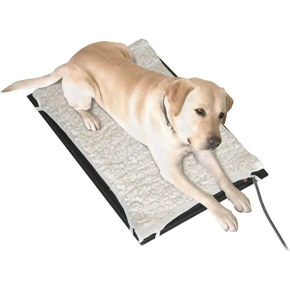 Heavy Duty Heated Pet Mat With Fleece Cover And Cord Protector