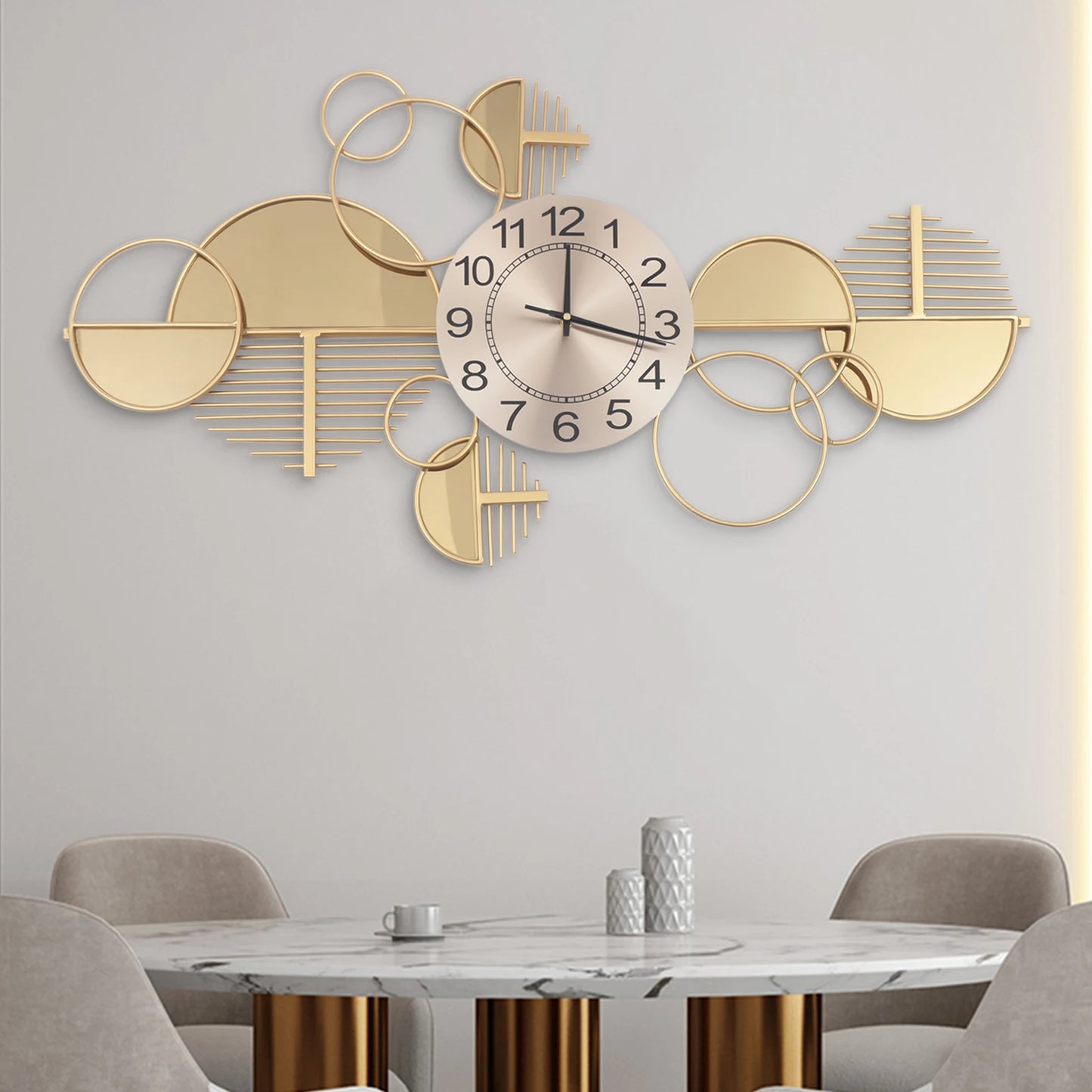 Geometric Wall Clock Iron Forged Timepiece With Silent Quartz Movement