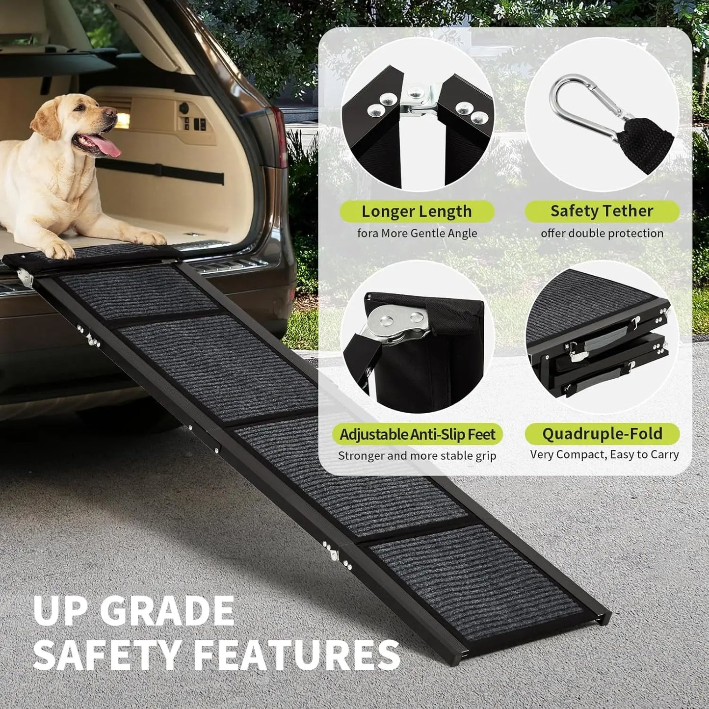 TWISTER.CK Dog Ramp For Cars Quad Fold Non Slip Portable
