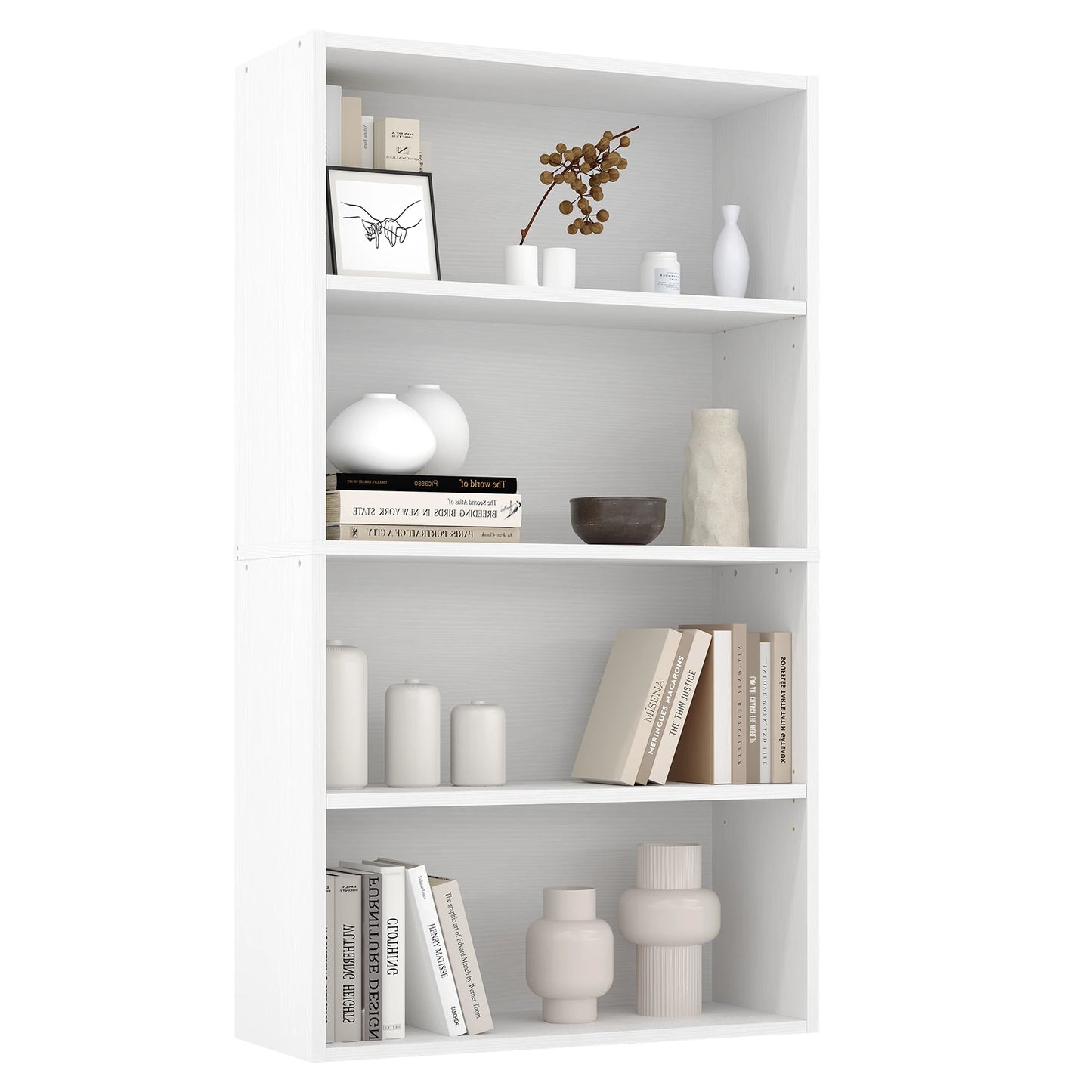 JHK 4 Tier Wooden Floor Standing Bookshelf Living Room Office