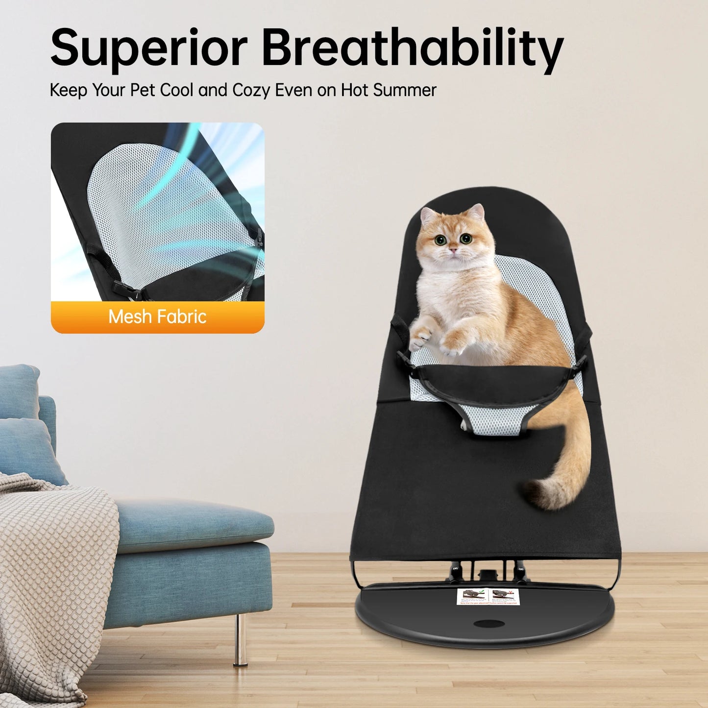 Pet Rocker Bed Foldable Rocking Chair Adjustable Height