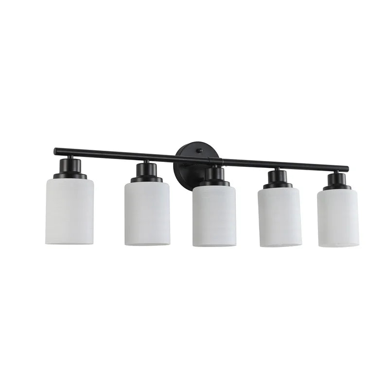 Modern Five Light Vanity Mirror With Black Iron Frame