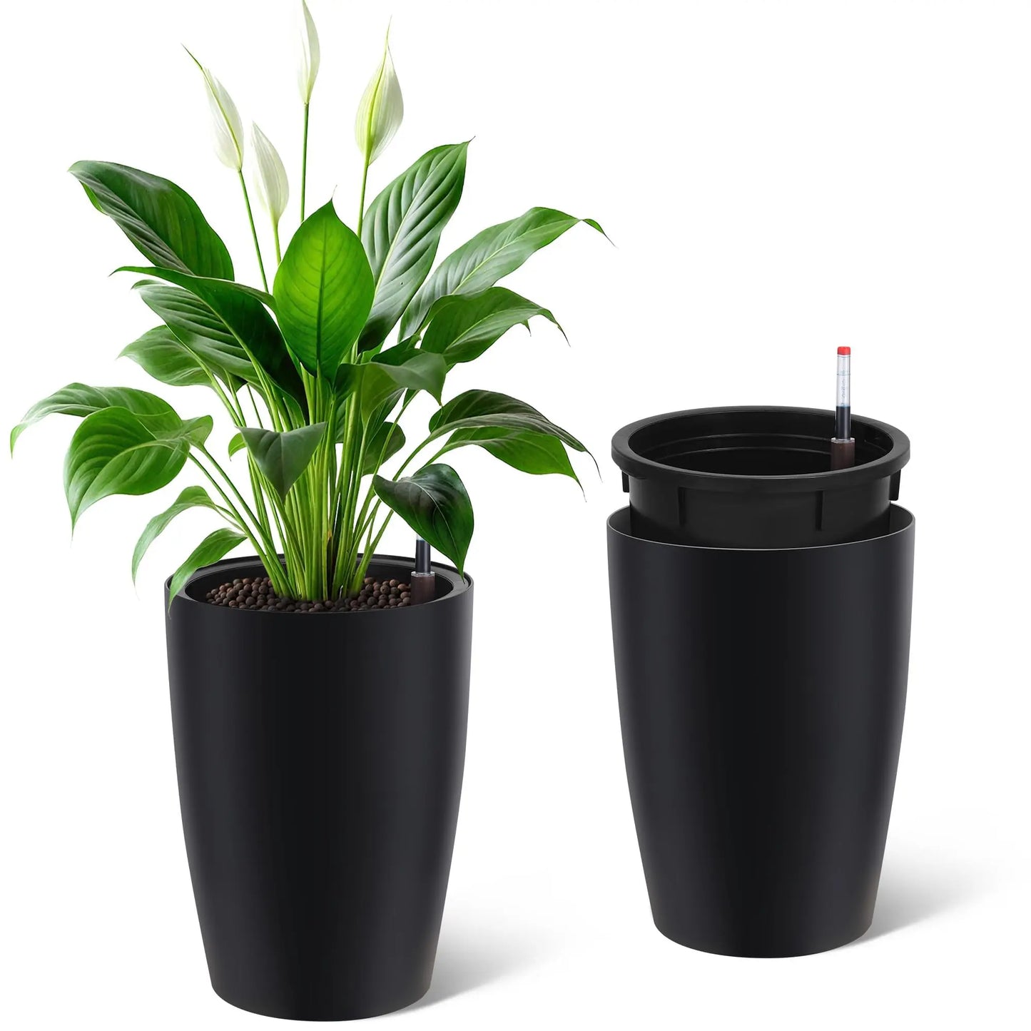 HiMISS Self Watering Planters Two Pack With Water Level Indicator