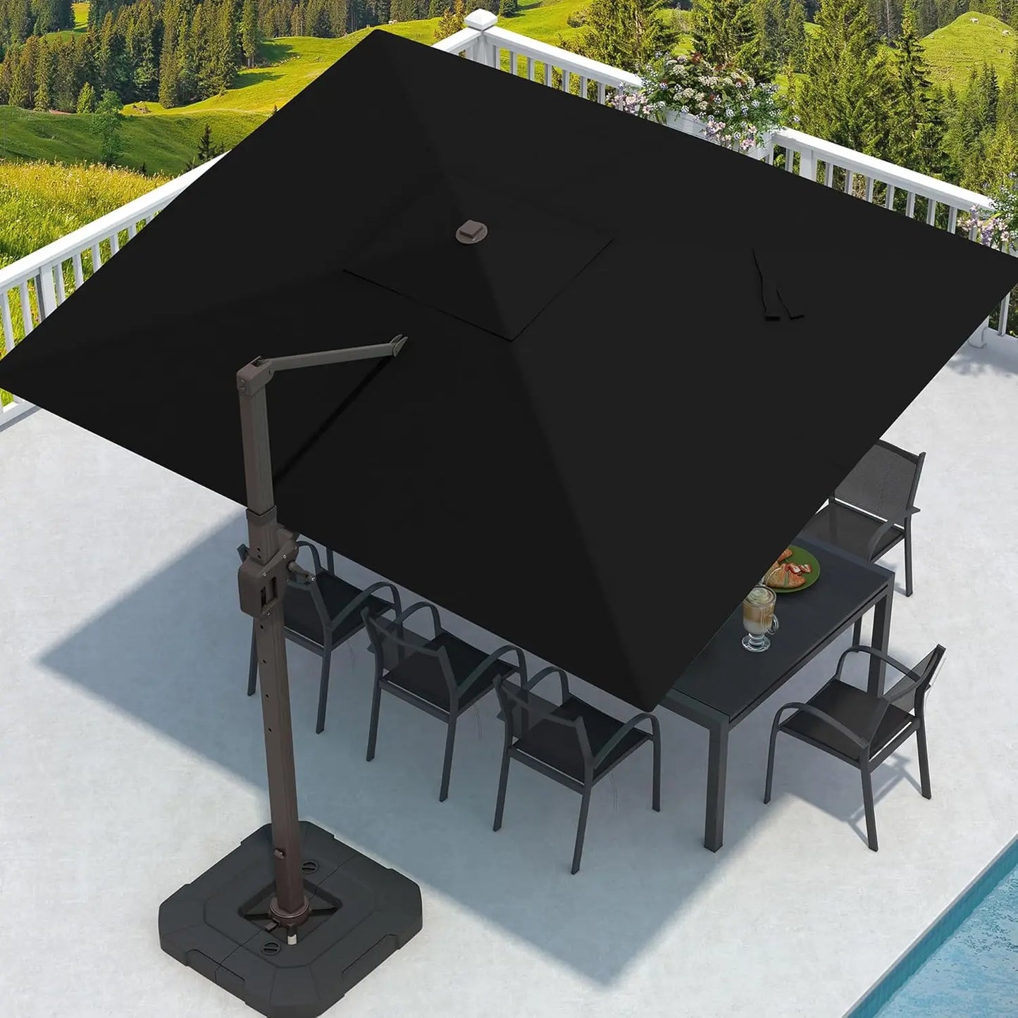 GUANGBAI Cantilever Rectangular Patio Umbrella With 7 Tilt Adjustments
