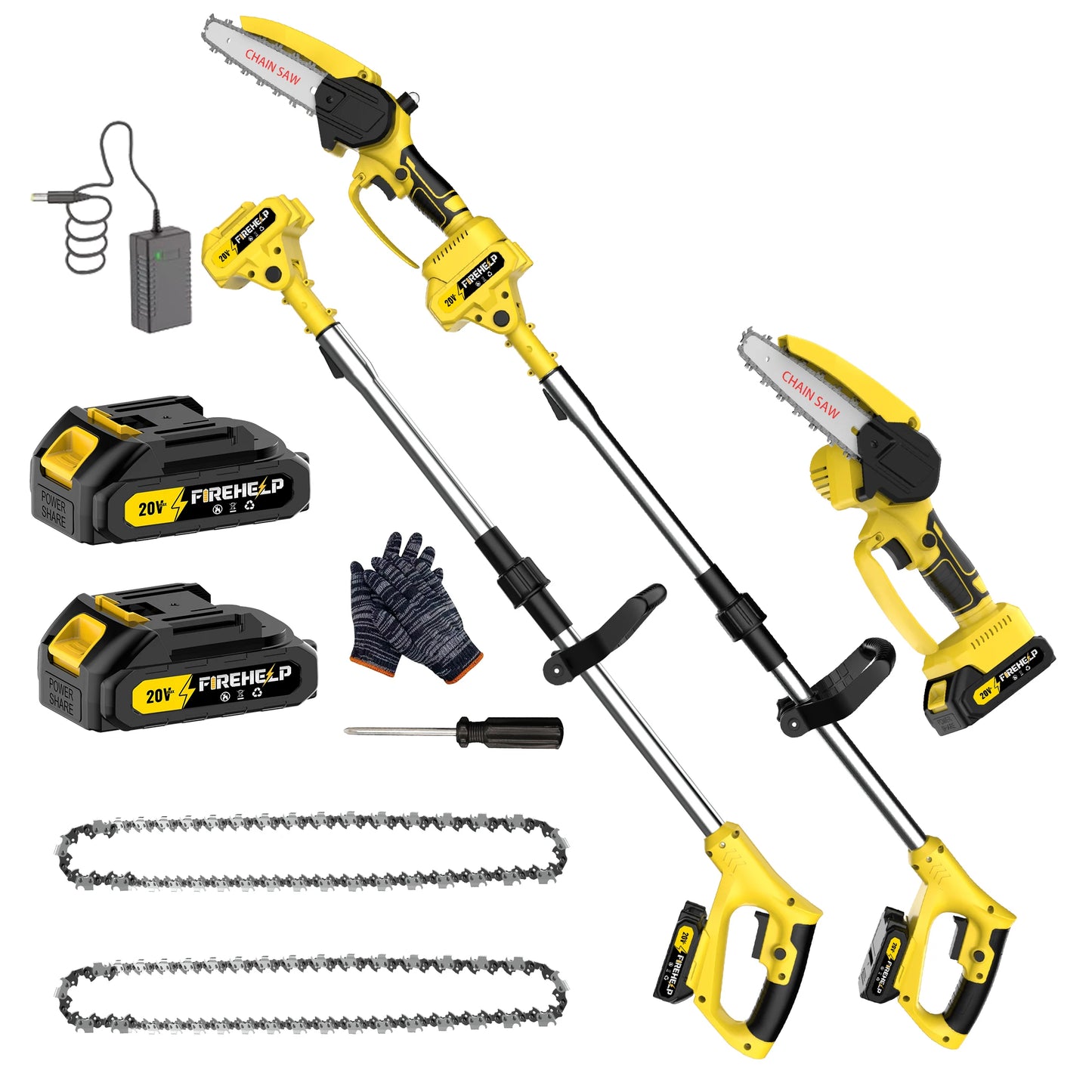 Firehelp 2-In-1 Cordless Pole Saw With Adjustable Extension