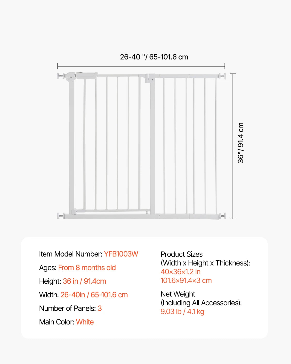 SucceBuy Pressure Mount Baby Gate Child Pet Safety