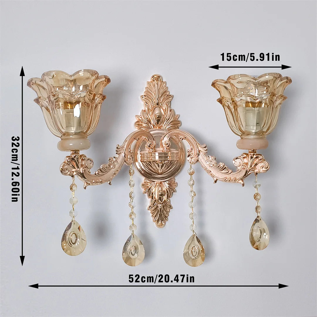 Vrygle Floral Wall Sconce With Crystal Lampshade Entrance Hallway Decor