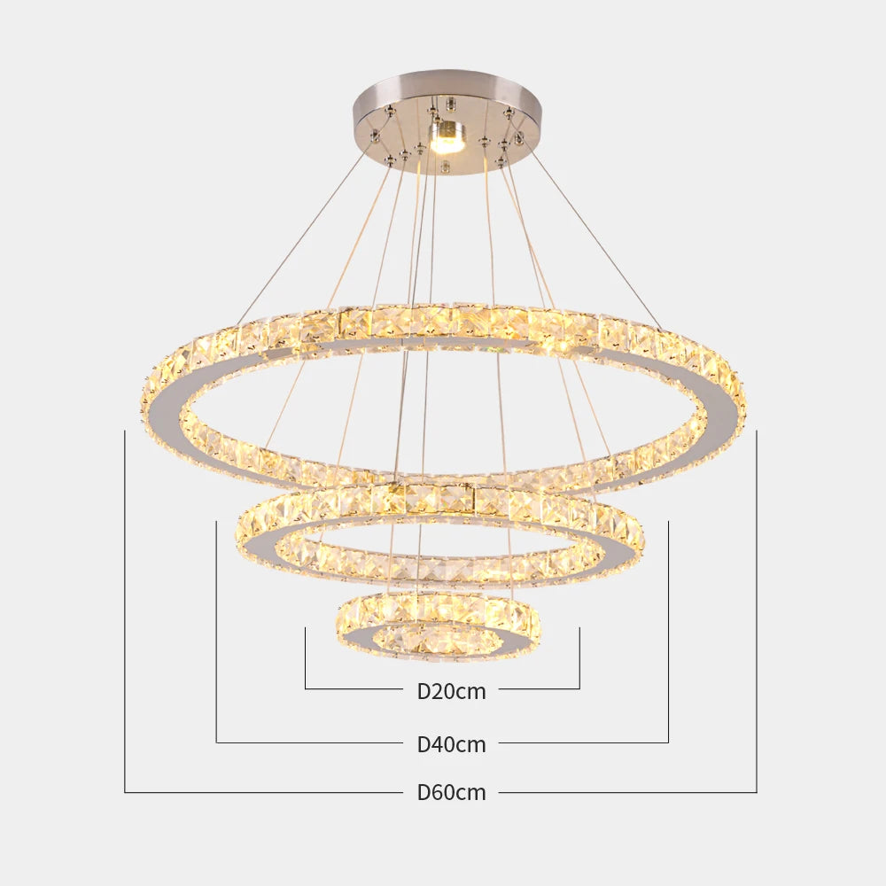 GreeLustr Crystal Pendant Light With DIY Ring Design Dimmable LED