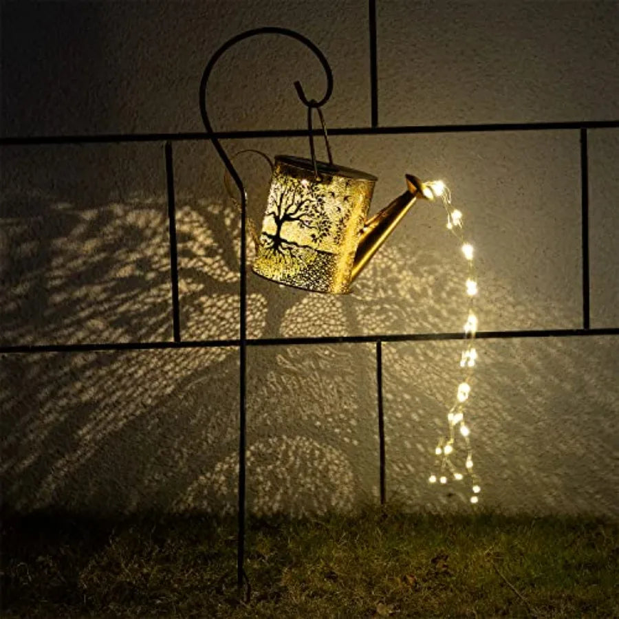 Solar Watering Can Lights Outdoor Garden Decor Cascading LED Hanging Lights