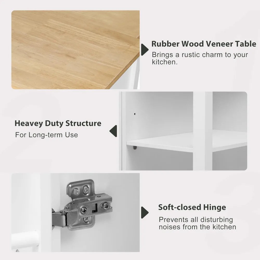 Kitchen Island With Extendable Table Power Outlet Storage Drawers Cabinets