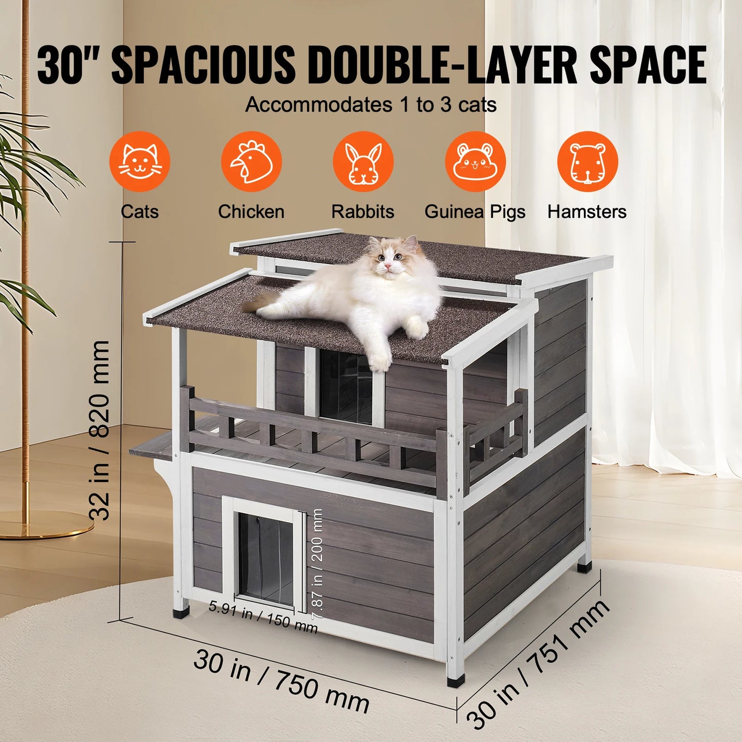 SucceBuy Outdoor Cat House Weatherproof Feral Cat Shelter