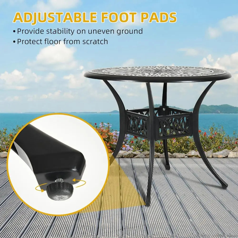 Round Outdoor Dining Table With Umbrella Hole For Patio
