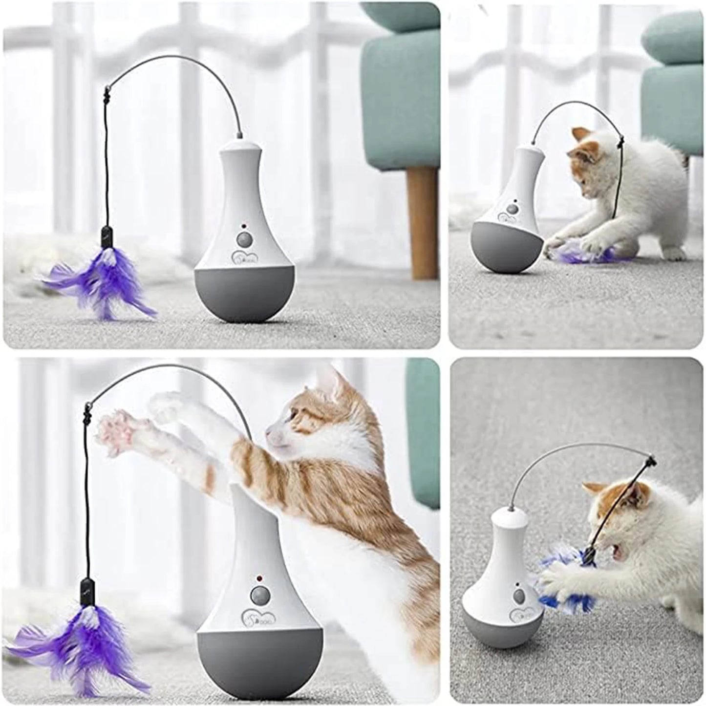 Cat Interactive Feather Teaser Toy For Indoor Play Fun Gift