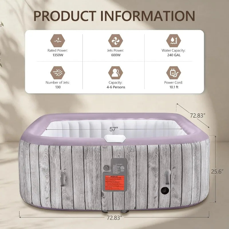 UHOMEPRO Inflatable Hot Tub With 130 Massage Jets And Cover