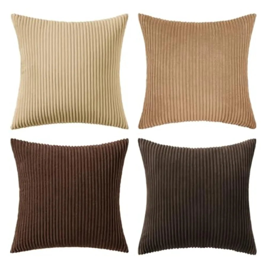 Boho Farmhouse Throw Pillow Covers Set Of 4 Corduroy Cushions