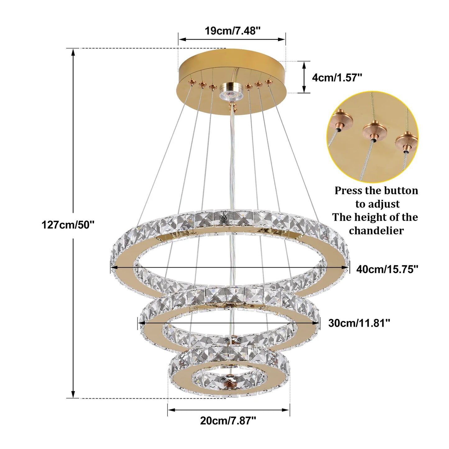 VETRULUS French Crystal Chandelier For Living Room LED Ceiling Light