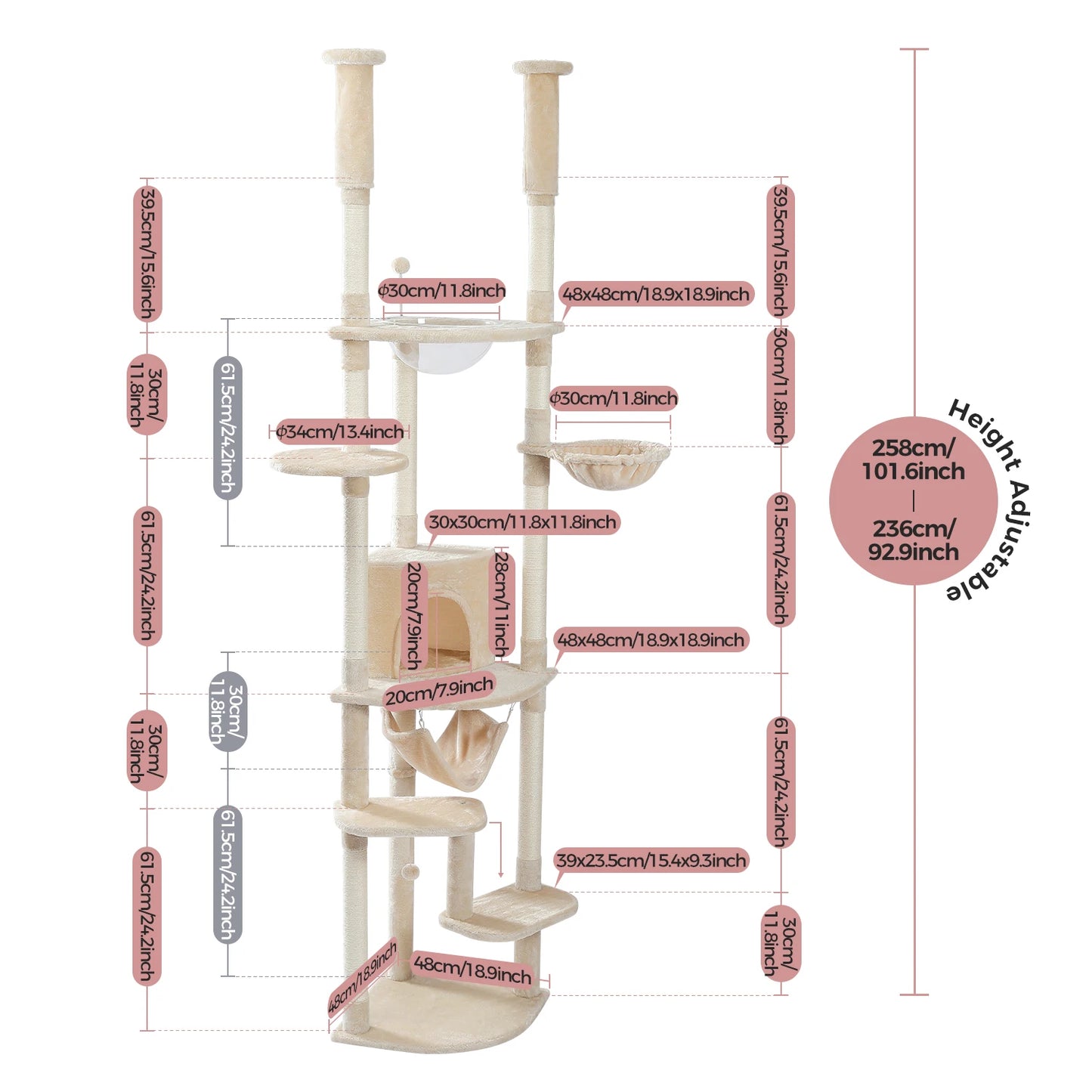PAWZ Road Tall Floor To Ceiling Cat Tree
