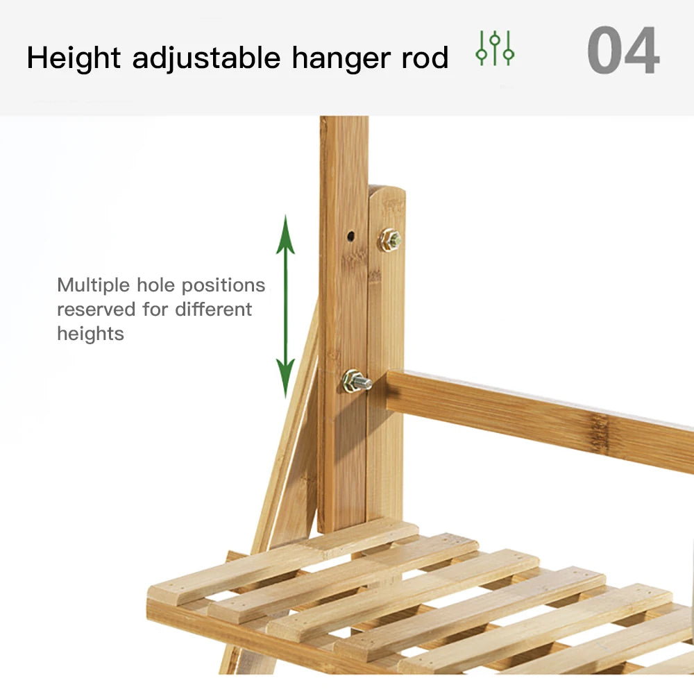 Bamboo 3 Tier Plant Stand Folding Indoor Outdoor Garden Shelf