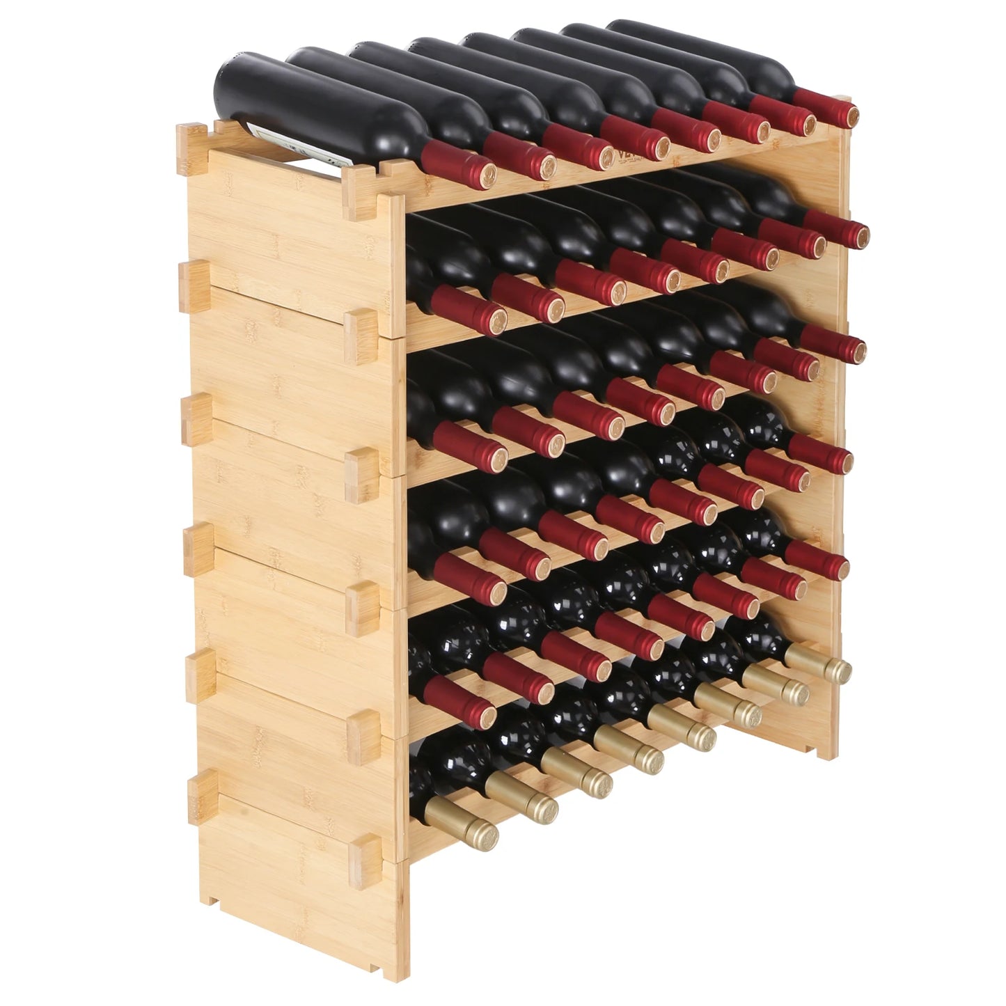 SucceBuy Stackable Modular Bamboo Wine Rack Display Shelves