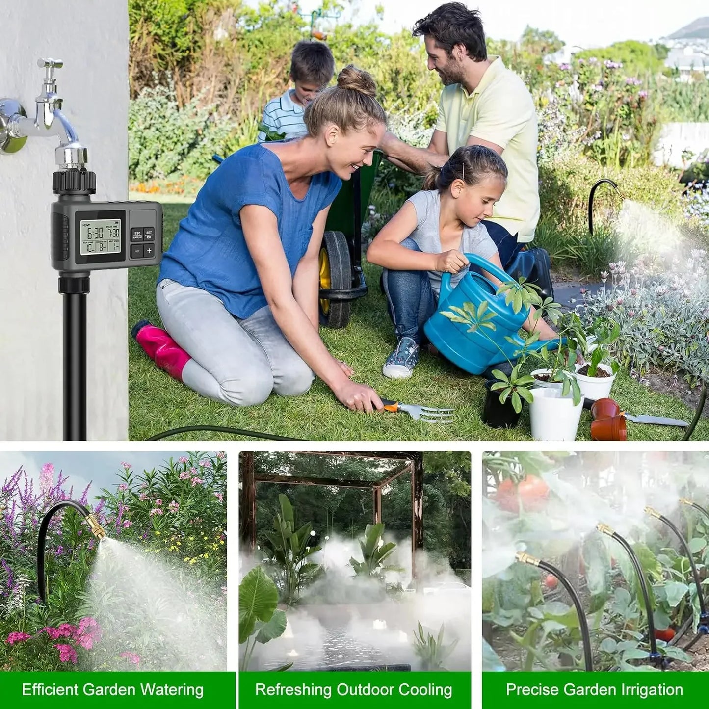 Drip Irrigation System With Water Timer Garden Kit