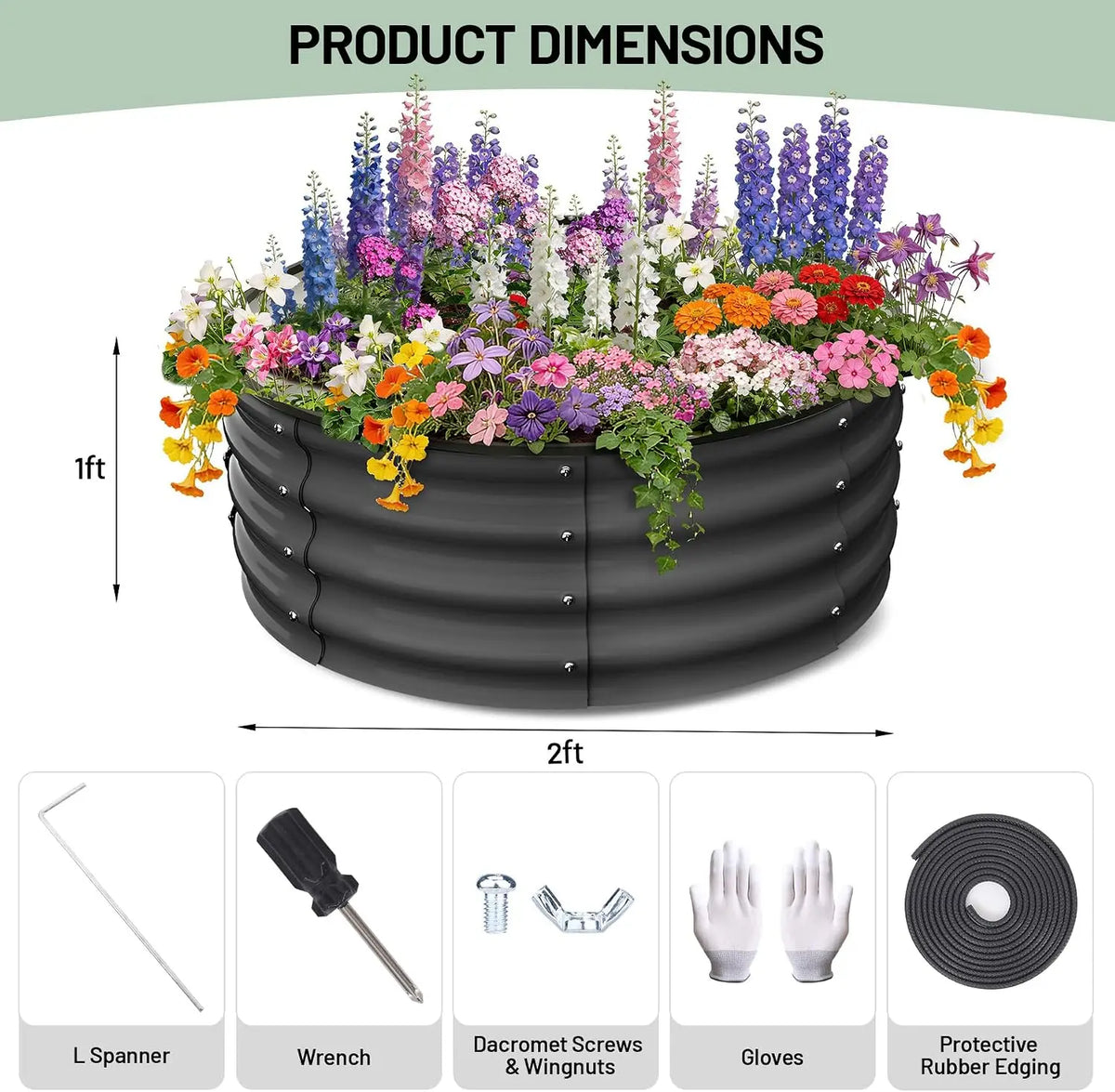 Tacleekii Galvanized Metal Round Raised Garden Planter
