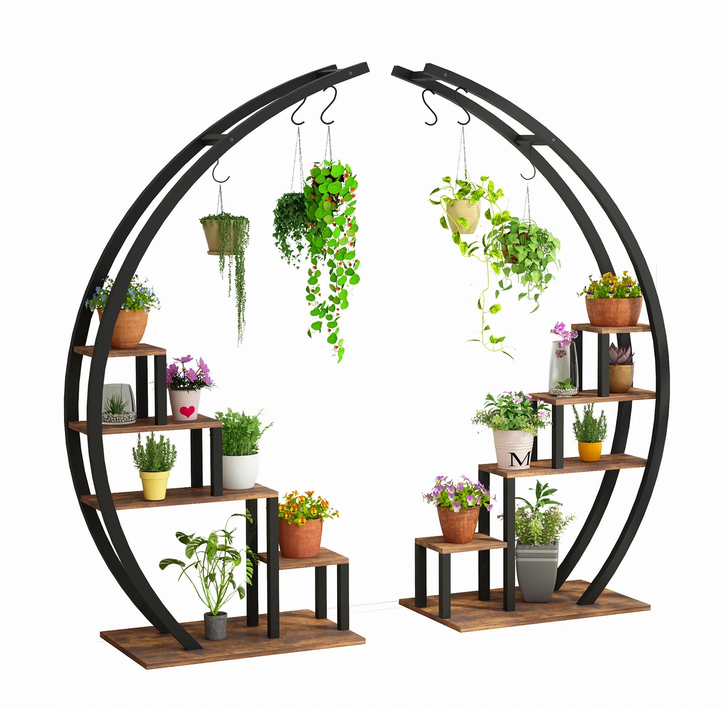 TWISTER.CK 5 Tier Plant Stand Indoor Metal Half Moon Rack 2 Pack