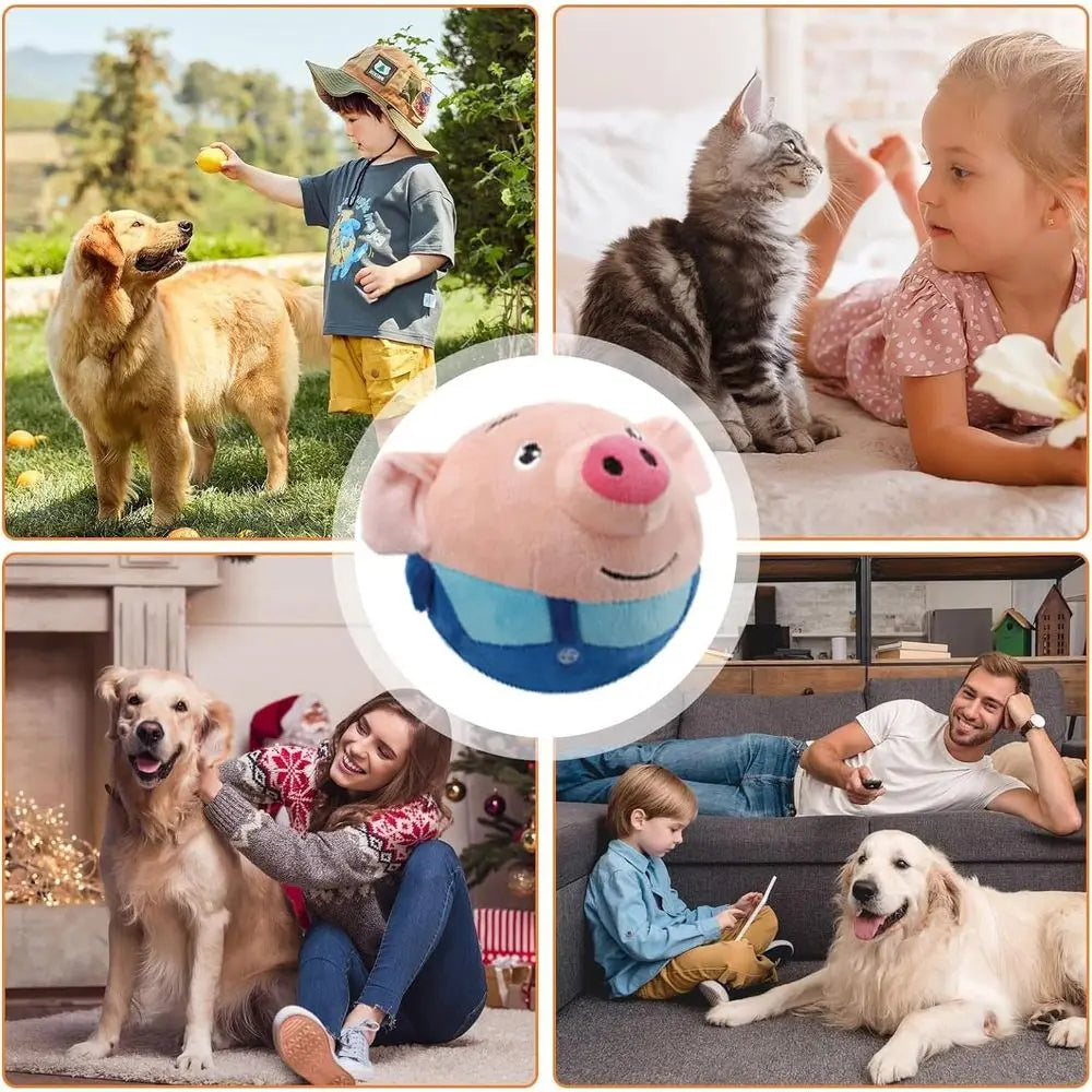 Active Moving Plush Pig Dog Toy USB Rechargeable Interactive Toy