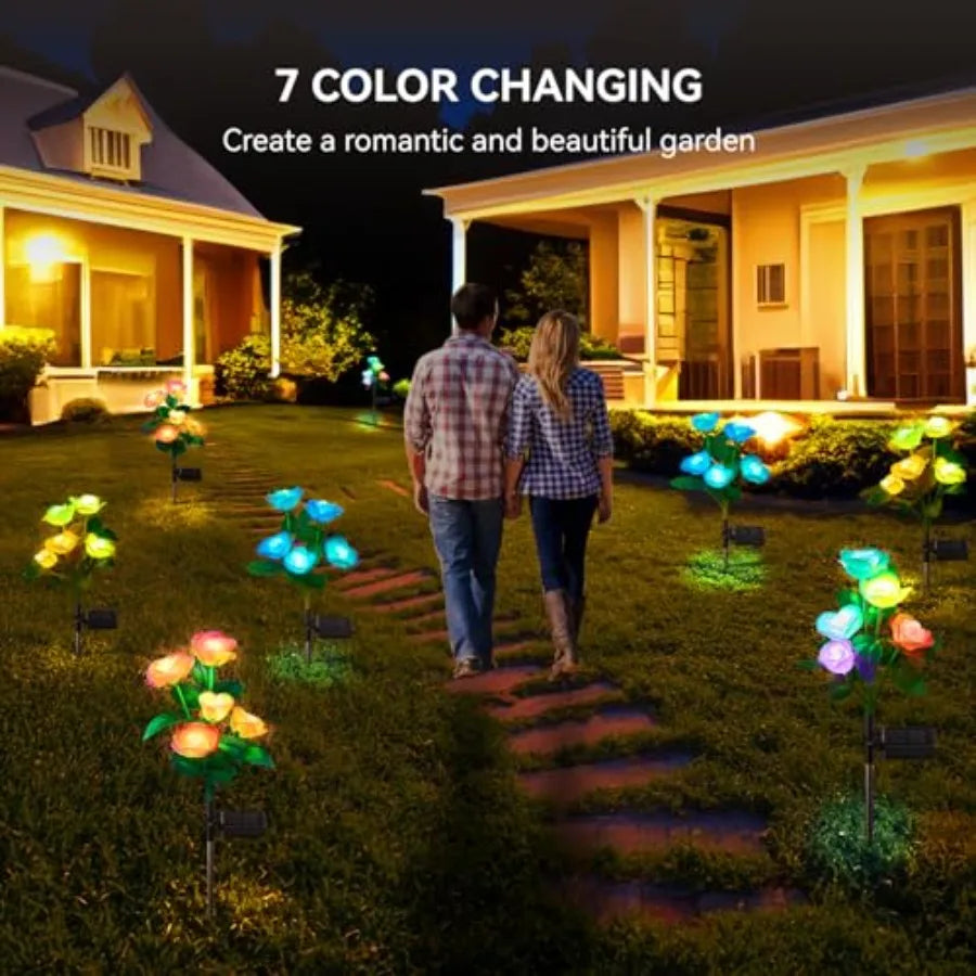 Waterproof Solar Powered Flower Garden Lights for Outdoor Decor