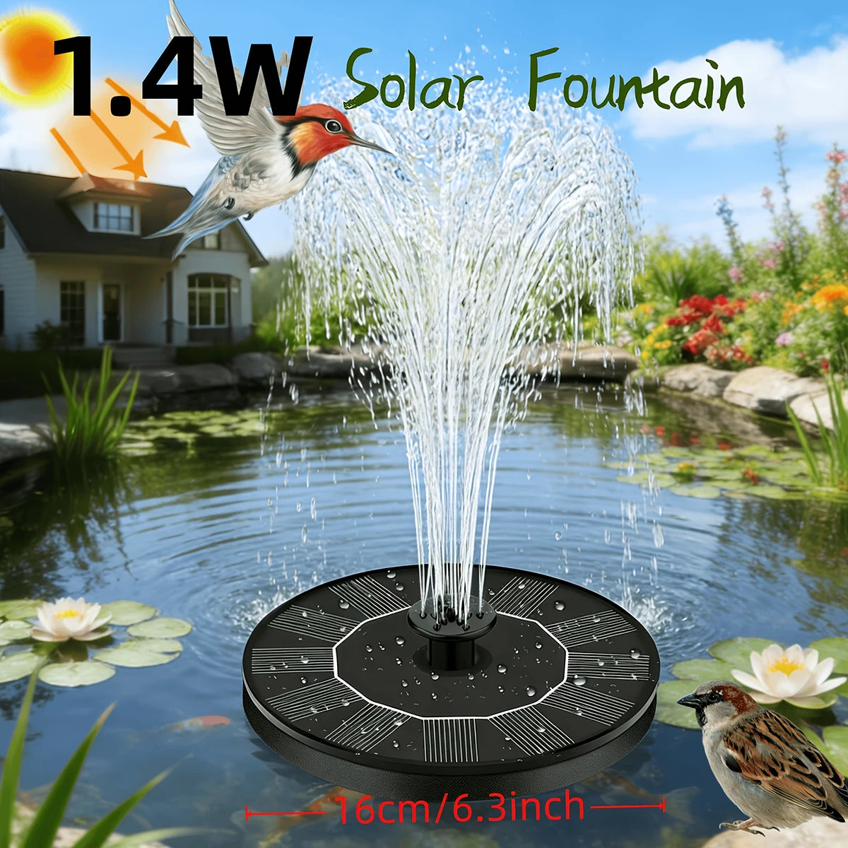 Floating Solar Water Fountain With Multiple Spray Nozzles Pond Decor