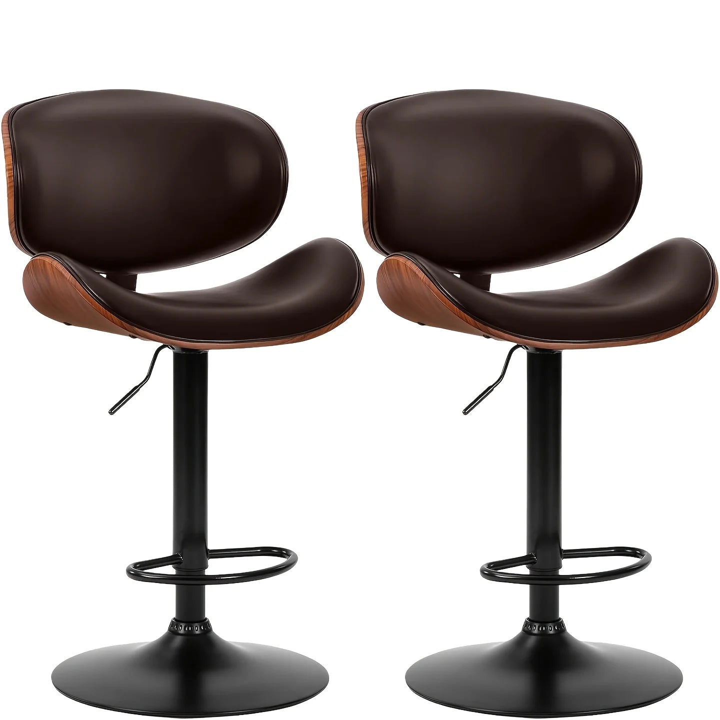 PIYRQ Bar Stool Set PU Leather Seats With Ergonomic Backrest