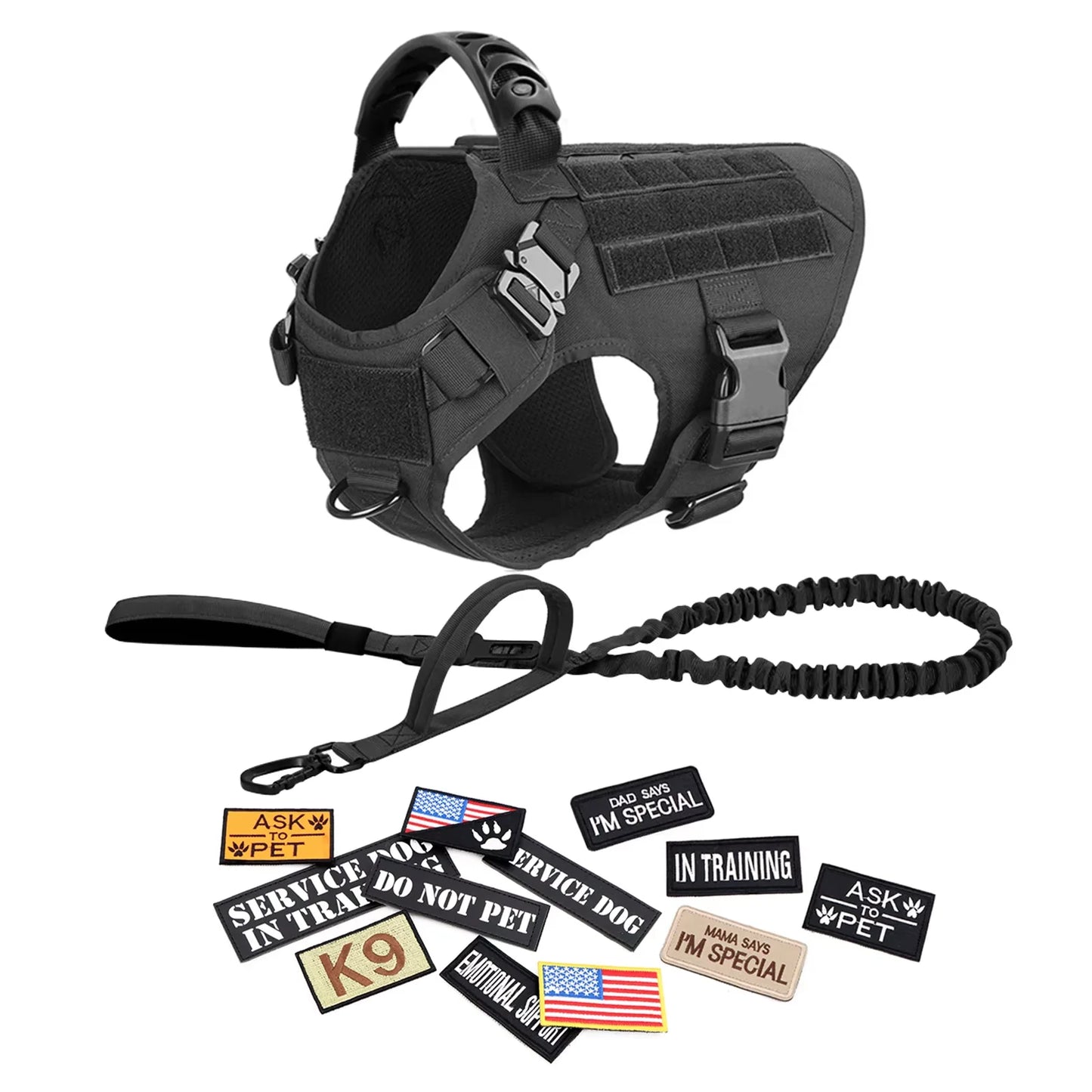 Military Tactical Dog Harness Vest Set For Malinois Training