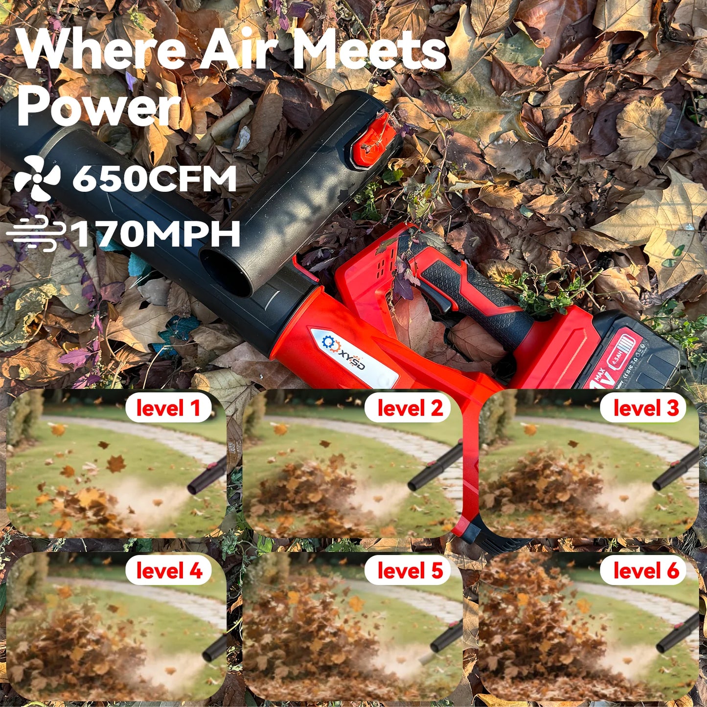 Cordless Leaf Blower 650 CFM 21V Battery