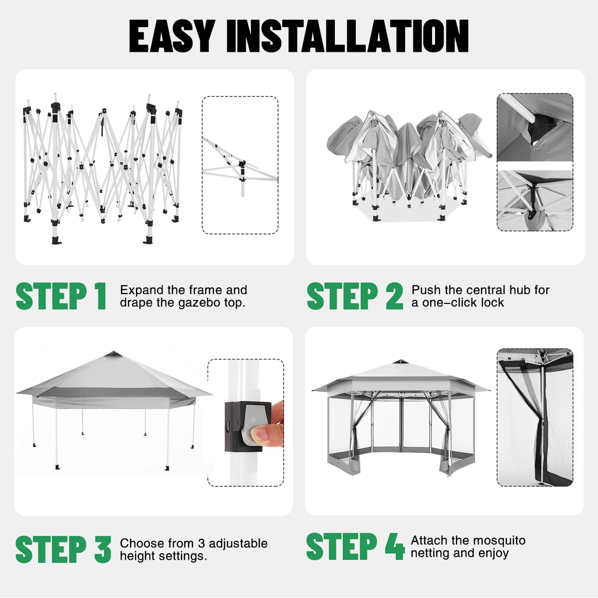 Tooluck Portable Gazebo Tent With Mosquito Netting Outdoor Canopy