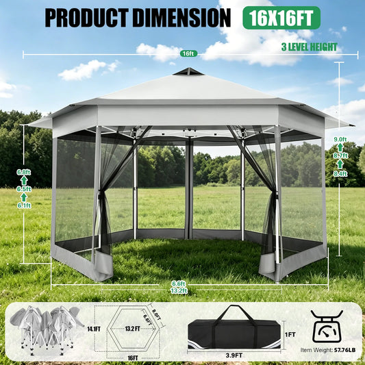 Tooluck Portable Gazebo Tent With Mosquito Netting Outdoor Canopy