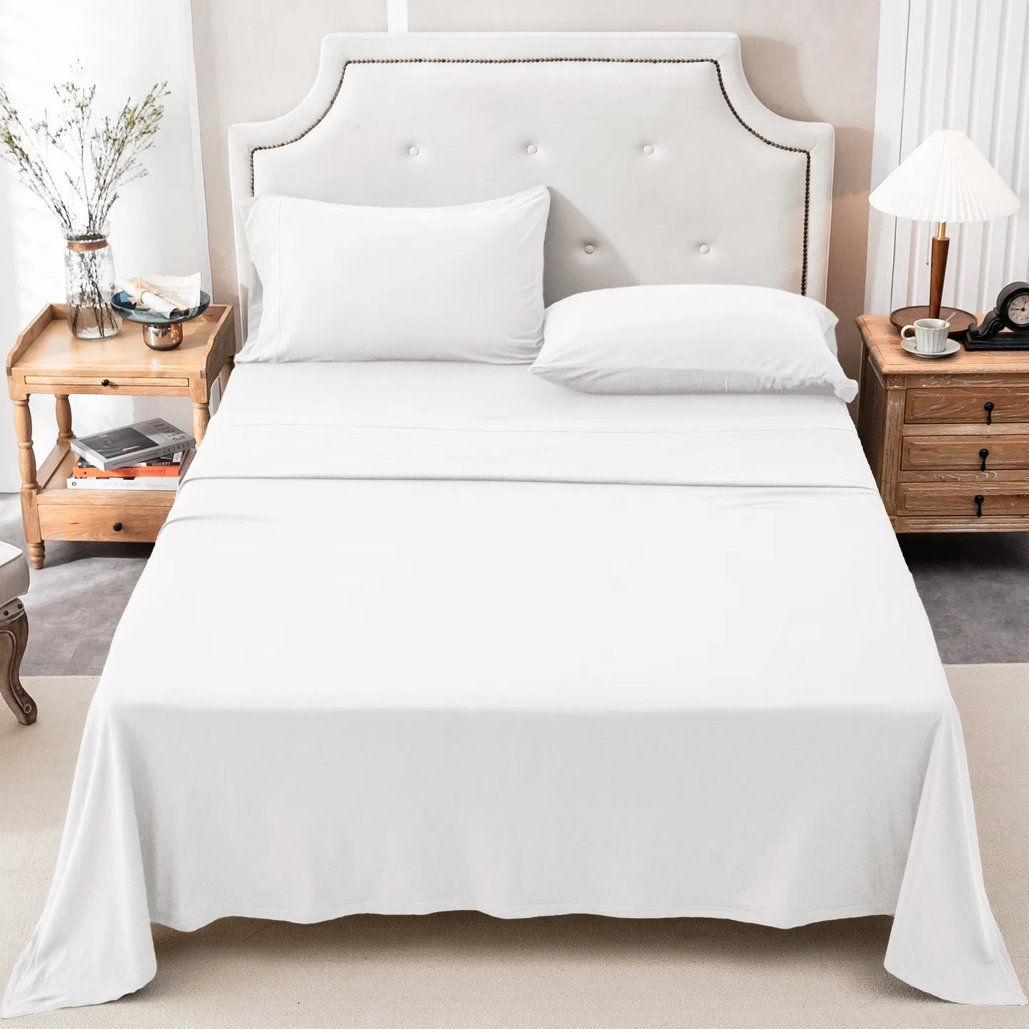 Cotton Jersey Knit Sheet Set 4 Piece Ultra Soft Breathable