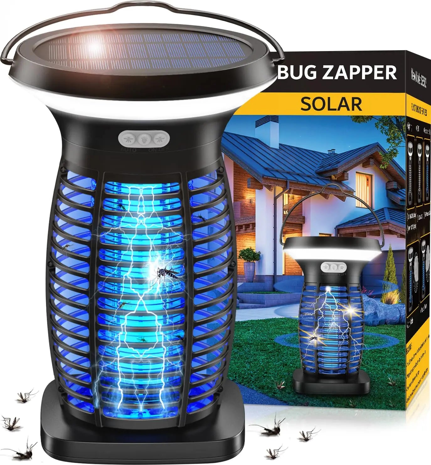 Solar Bug Zapper Outdoor Mosquito Zapper With Panel Sensor Night