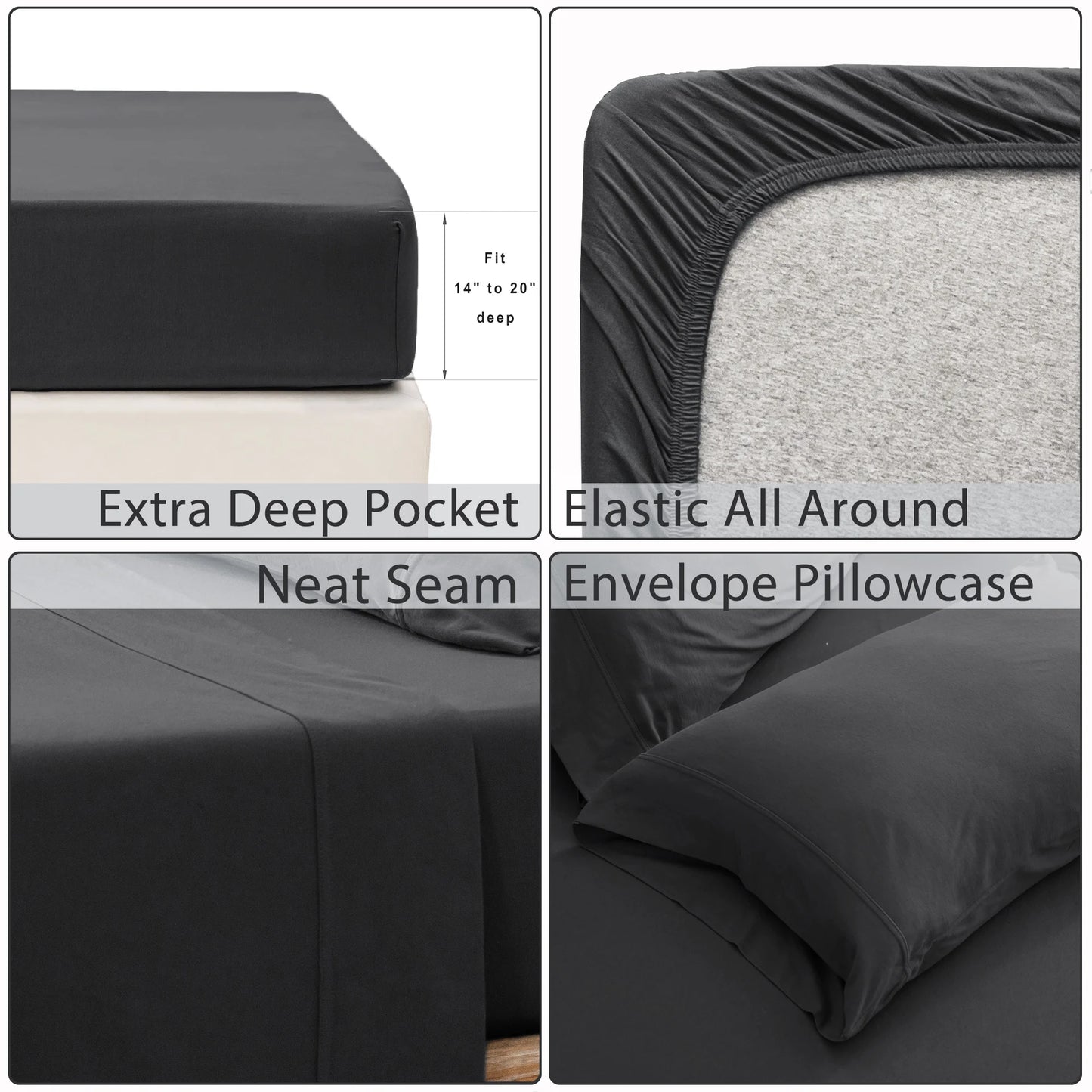 Cotton Jersey Knit Sheet Set 4 Piece Ultra Soft Breathable