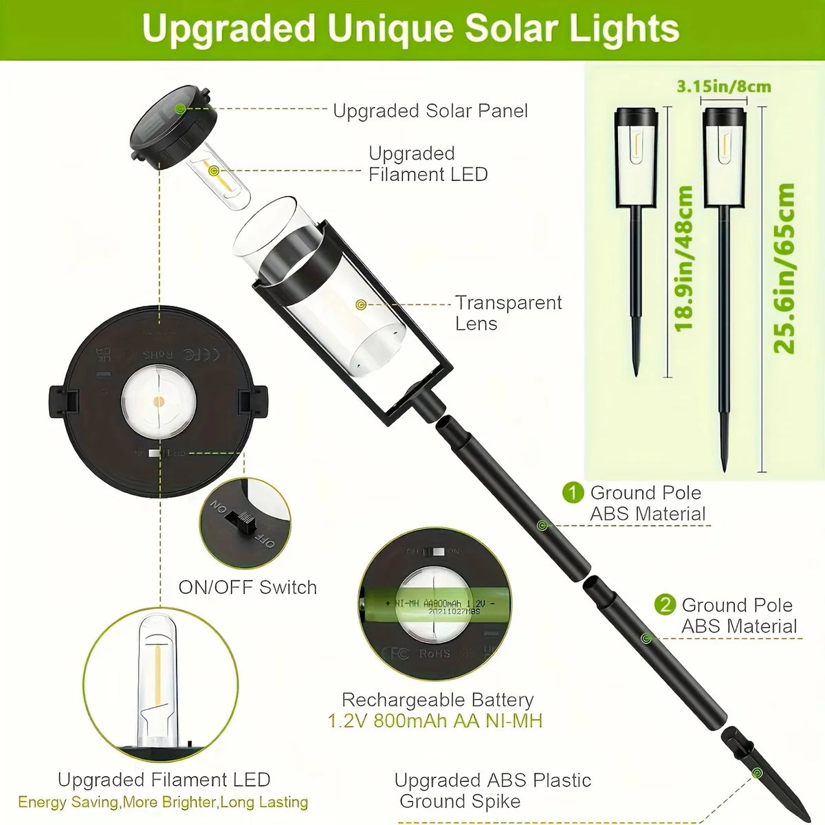 Solar Pathway Lights For Outdoor Garden And Yard Lighting