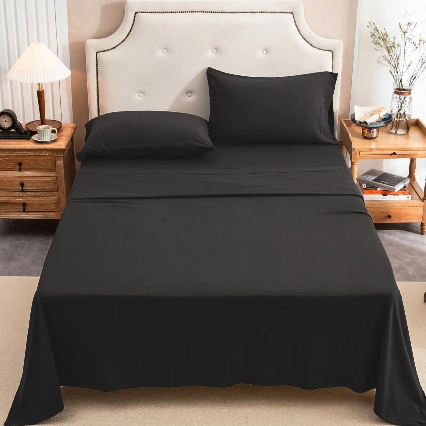 Cotton Jersey Knit Sheet Set 4 Piece Ultra Soft Breathable
